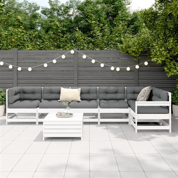 Grote foto vidaxl 7 delige loungeset massief grenenhout wit tuin en terras tuinmeubelen