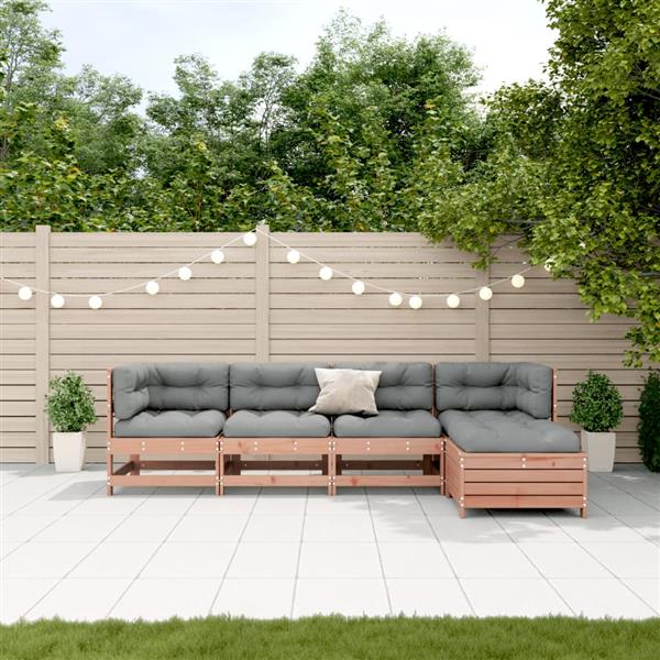 Grote foto vidaxl 5 delige loungeset met kussens massief douglashout tuin en terras tuinmeubelen
