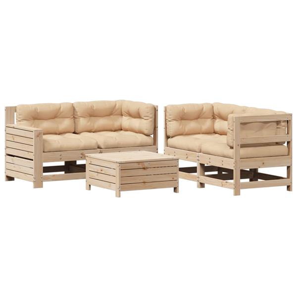 Grote foto vidaxl 5 delige loungeset met kussens massief grenenhout tuin en terras tuinmeubelen