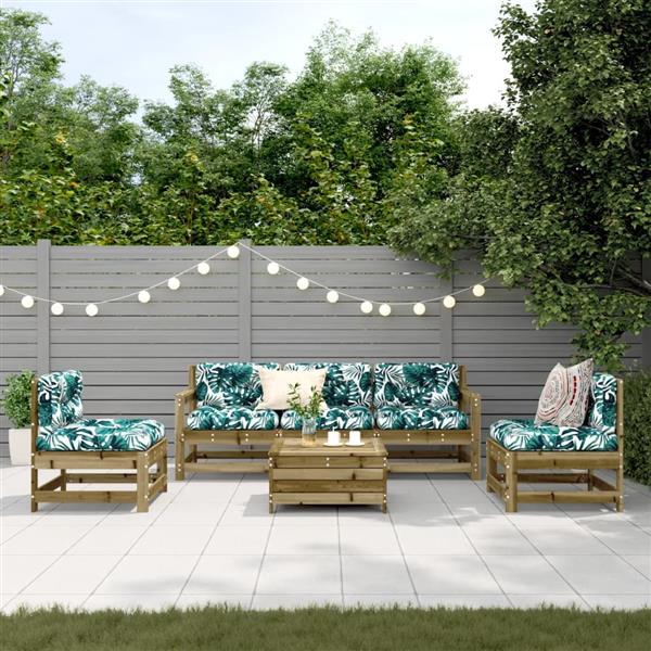 Grote foto vidaxl 6 delige loungeset met kussens ge mpregneerd grenenhout tuin en terras tuinmeubelen