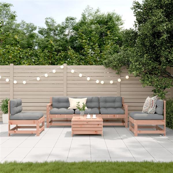 Grote foto vidaxl 6 delige loungeset met kussens massief douglashout tuin en terras tuinmeubelen