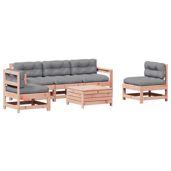 Grote foto vidaxl 6 delige loungeset met kussens massief douglashout tuin en terras tuinmeubelen