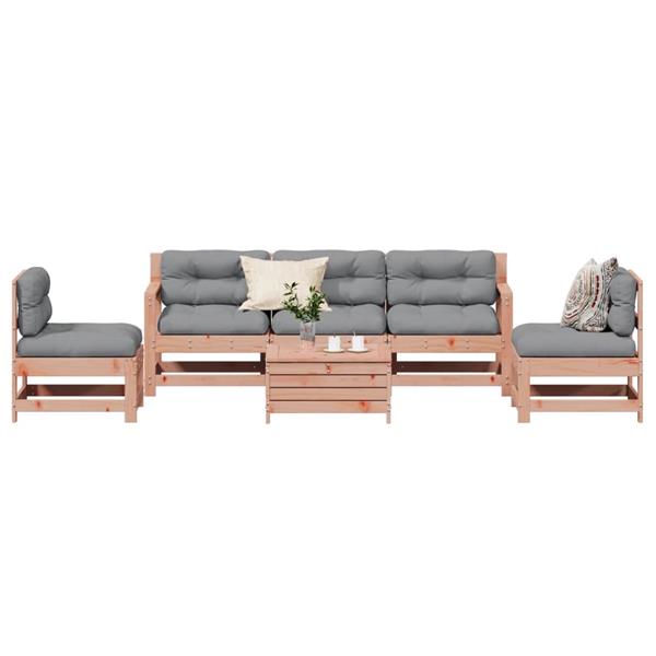 Grote foto vidaxl 6 delige loungeset met kussens massief douglashout tuin en terras tuinmeubelen