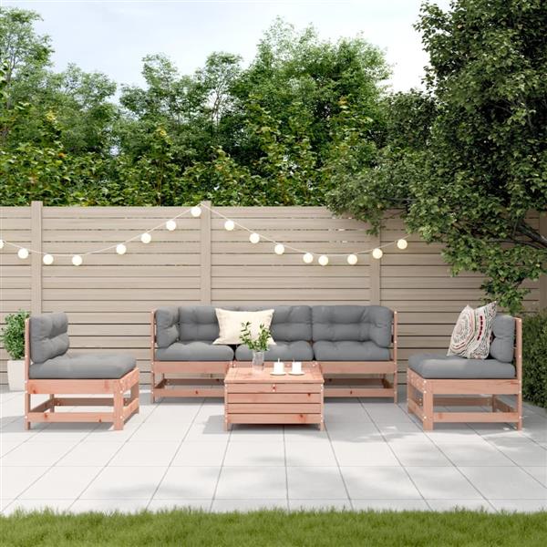 Grote foto vidaxl 6 delige loungeset met kussens massief douglashout tuin en terras tuinmeubelen