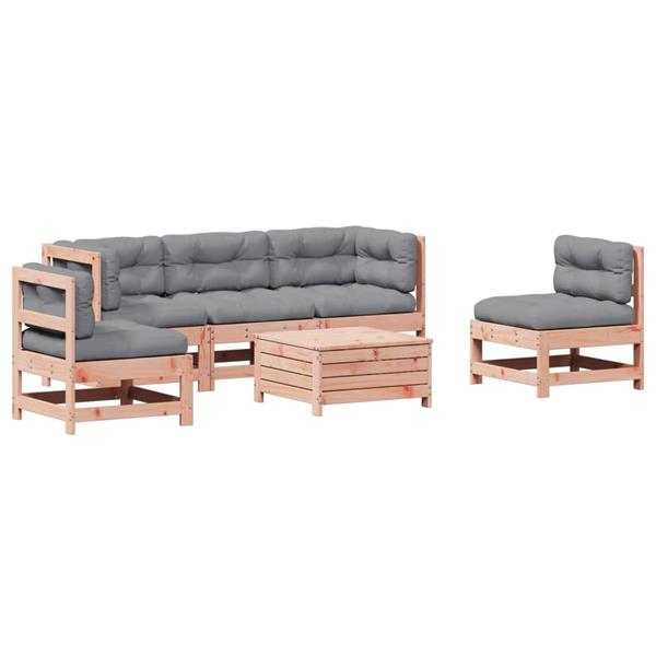 Grote foto vidaxl 6 delige loungeset met kussens massief douglashout tuin en terras tuinmeubelen