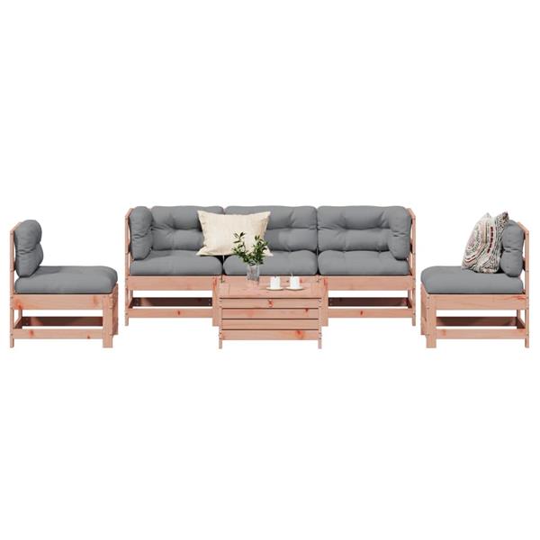 Grote foto vidaxl 6 delige loungeset met kussens massief douglashout tuin en terras tuinmeubelen