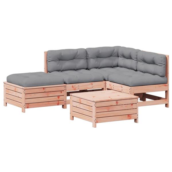 Grote foto vidaxl 5 delige loungeset met kussens massief douglashout tuin en terras tuinmeubelen