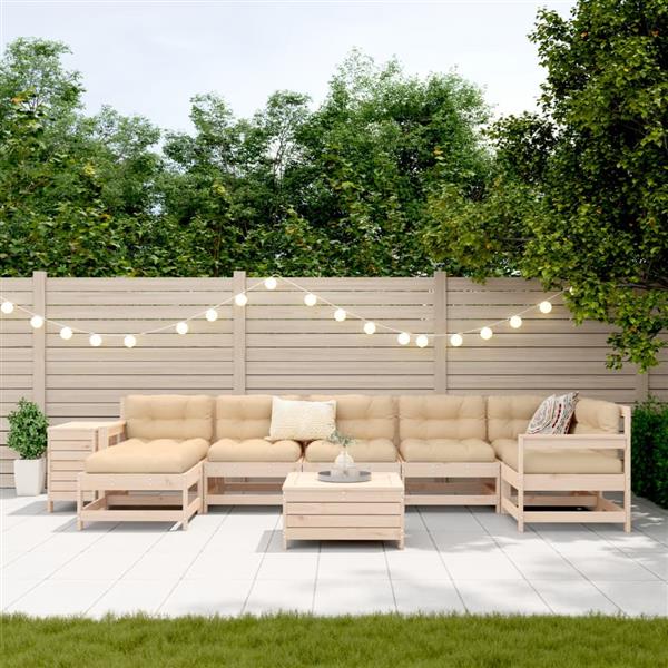 Grote foto vidaxl 9 delige loungeset massief grenenhout tuin en terras tuinmeubelen