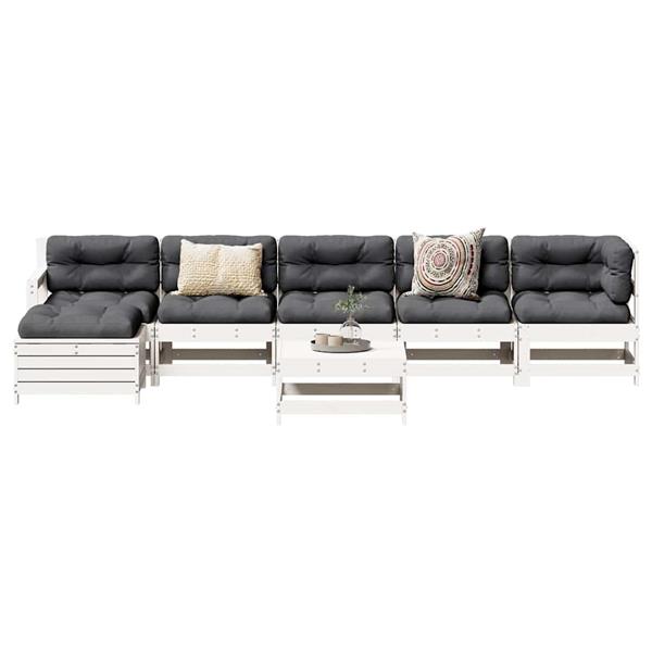 Grote foto vidaxl 7 delige loungeset massief grenenhout wit tuin en terras tuinmeubelen