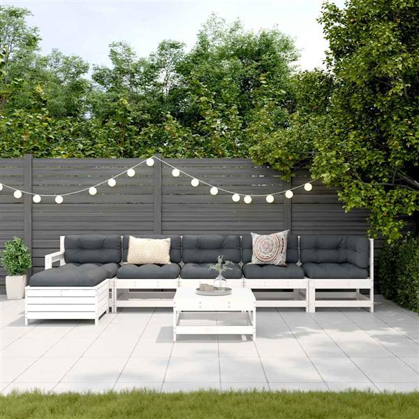Grote foto vidaxl 7 delige loungeset massief grenenhout wit tuin en terras tuinmeubelen