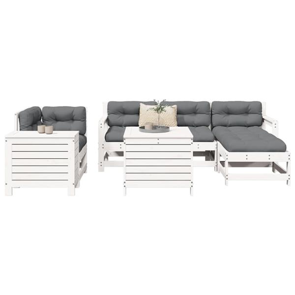 Grote foto vidaxl 7 delige loungeset massief grenenhout wit tuin en terras tuinmeubelen