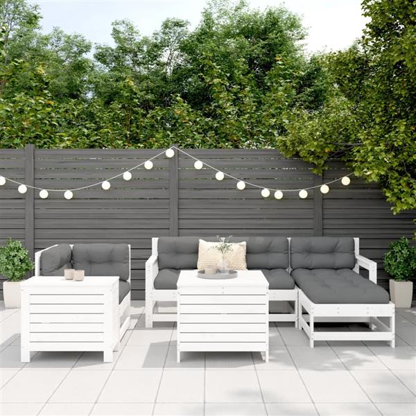 Grote foto vidaxl 7 delige loungeset massief grenenhout wit tuin en terras tuinmeubelen