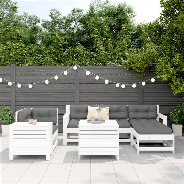 Grote foto vidaxl 7 delige loungeset massief grenenhout wit tuin en terras tuinmeubelen