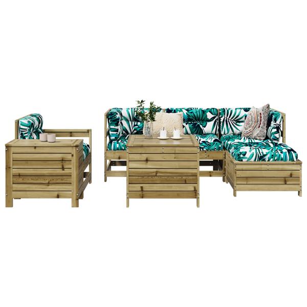 Grote foto vidaxl 7 delige loungeset ge mpregneerd grenenhout tuin en terras tuinmeubelen