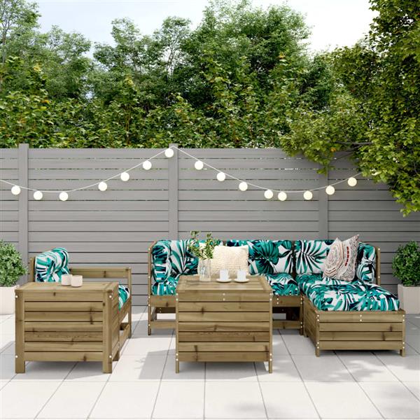 Grote foto vidaxl 7 delige loungeset ge mpregneerd grenenhout tuin en terras tuinmeubelen