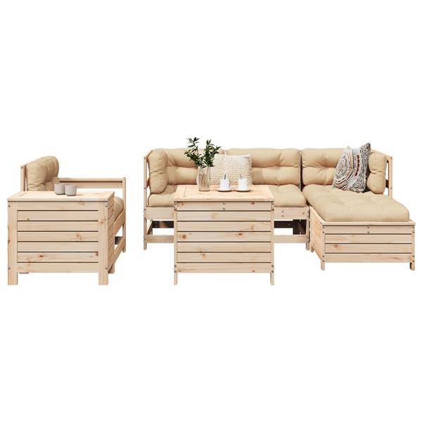 Grote foto vidaxl 7 delige loungeset massief grenenhout tuin en terras tuinmeubelen