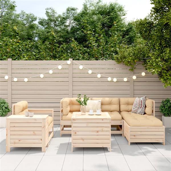 Grote foto vidaxl 7 delige loungeset massief grenenhout tuin en terras tuinmeubelen
