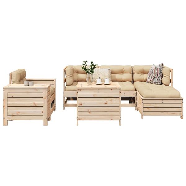 Grote foto vidaxl 7 delige loungeset massief grenenhout tuin en terras tuinmeubelen
