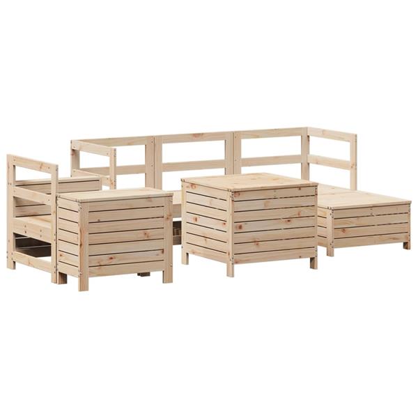 Grote foto vidaxl 7 delige loungeset massief grenenhout tuin en terras tuinmeubelen