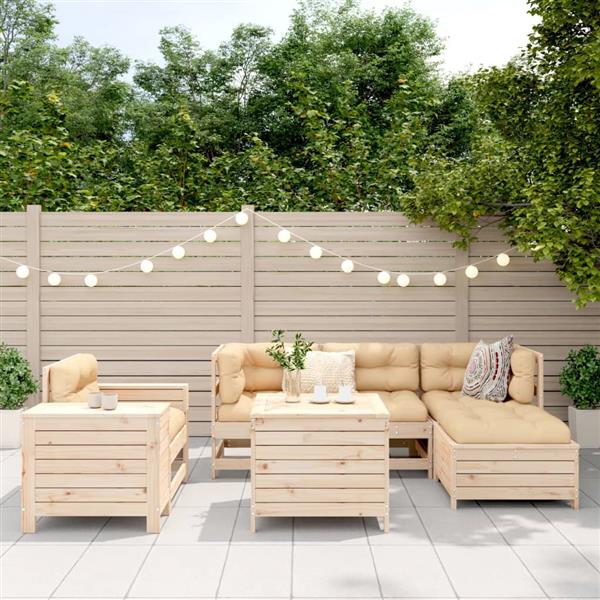 Grote foto vidaxl 7 delige loungeset massief grenenhout tuin en terras tuinmeubelen