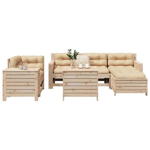 Grote foto vidaxl 7 delige loungeset massief grenenhout tuin en terras tuinmeubelen