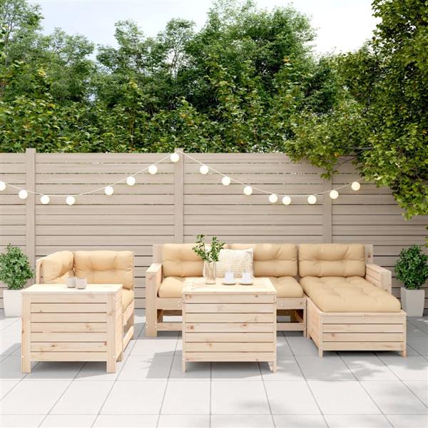 Grote foto vidaxl 7 delige loungeset massief grenenhout tuin en terras tuinmeubelen