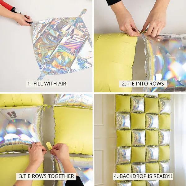 Grote foto foil balloon curtain double sided square misty blue 35 x 35 cm verzamelen overige verzamelingen