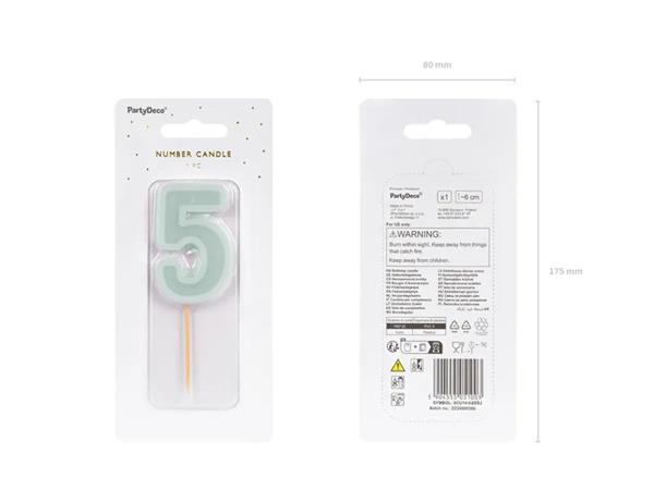 Grote foto birthday candle number 5 light mint 6 cm verzamelen overige verzamelingen