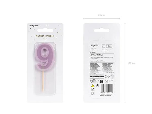 Grote foto birthday candle number 9 violet 6 cm verzamelen overige verzamelingen