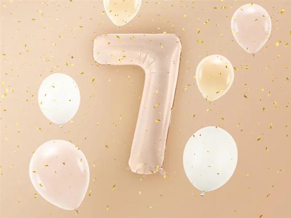 Grote foto foil balloon number 7 72cm dark beige verzamelen overige verzamelingen