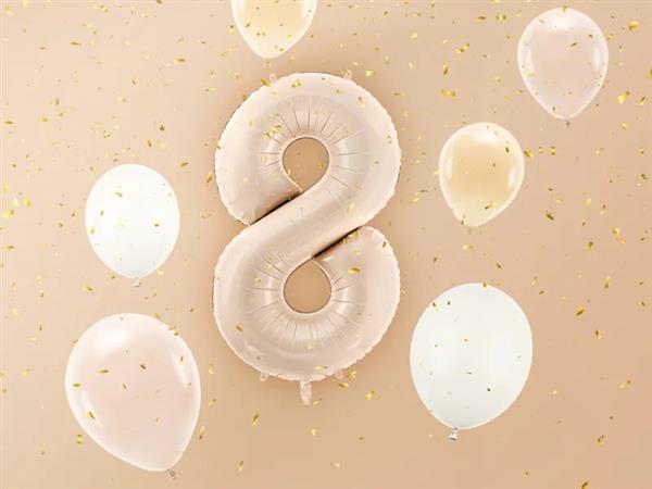 Grote foto foil balloon number 8 72cm dark beige verzamelen overige verzamelingen