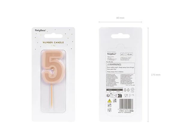 Grote foto birthday candle number 5 dusty rose 6 cm verzamelen overige verzamelingen