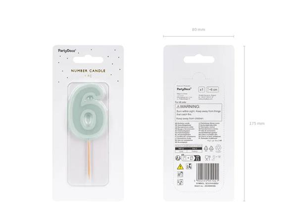 Grote foto birthday candle number 6 light mint 6 cm verzamelen overige verzamelingen