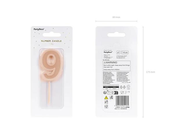Grote foto birthday candle number 9 dusty rose 6 cm verzamelen overige verzamelingen