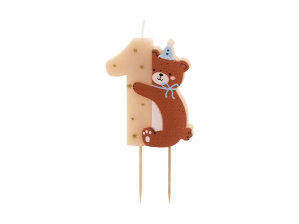 Grote foto birthday candle number 1 with teddy bear mix 7 cm verzamelen overige verzamelingen