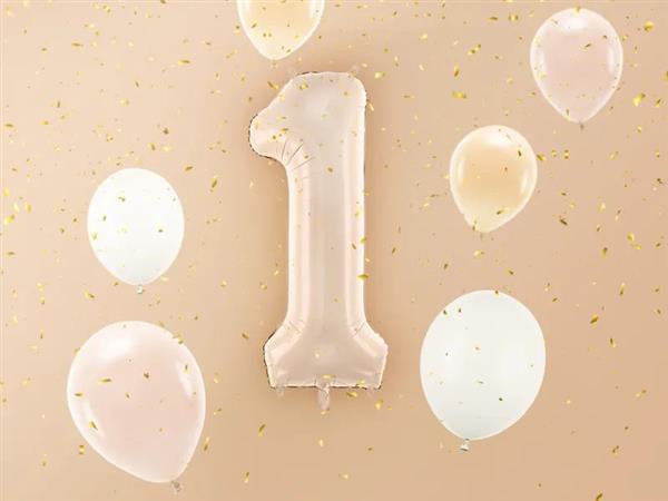 Grote foto foil balloon number 1 72cm dark beige verzamelen overige verzamelingen