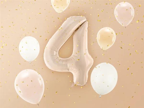 Grote foto foil balloon number 4 72cm dark beige verzamelen overige verzamelingen