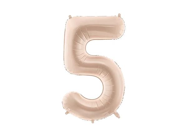Grote foto foil balloon number 5 72cm dark beige verzamelen overige verzamelingen