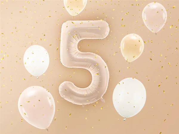 Grote foto foil balloon number 5 72cm dark beige verzamelen overige verzamelingen