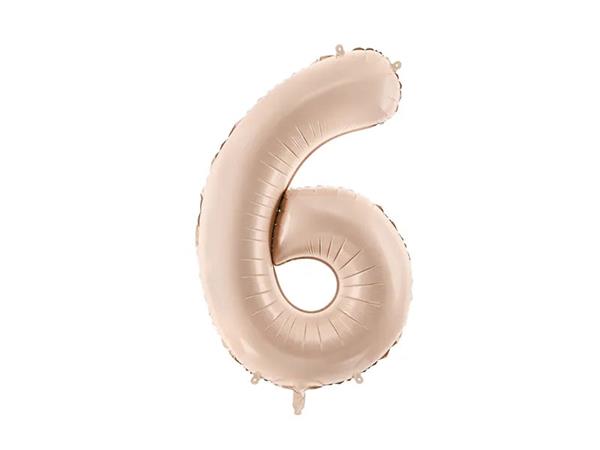 Grote foto foil balloon number 6 72cm dark beige verzamelen overige verzamelingen