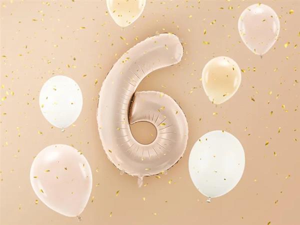 Grote foto foil balloon number 6 72cm dark beige verzamelen overige verzamelingen