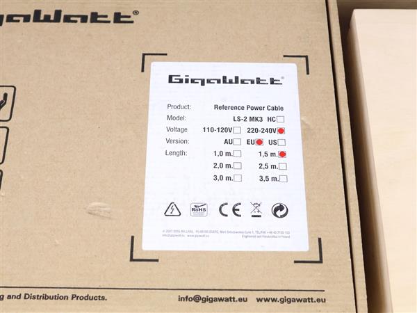 Grote foto gigawatt ls 2 mk3 highend audio power cable 1 5 metre audio tv en foto onderdelen en accessoires