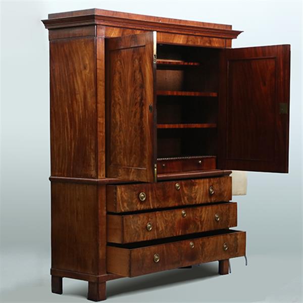 Grote foto strak ingetogen haags kabinet ca 1825 in chic bloemmahonie no.301855 antiek en kunst stoelen en banken