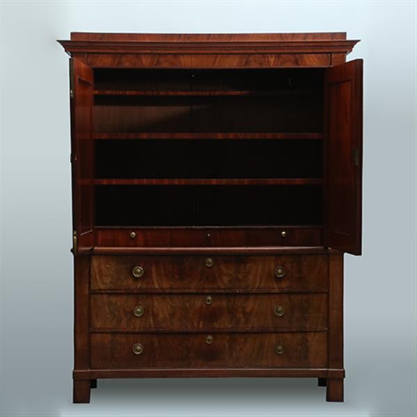 Grote foto strak ingetogen haags kabinet ca 1825 in chic bloemmahonie no.301855 antiek en kunst stoelen en banken