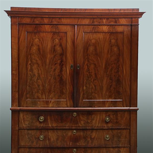 Grote foto strak ingetogen haags kabinet ca 1825 in chic bloemmahonie no.301855 antiek en kunst stoelen en banken