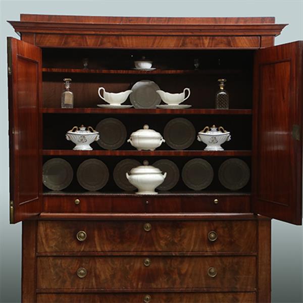 Grote foto strak ingetogen haags kabinet ca 1825 in chic bloemmahonie no.301855 antiek en kunst stoelen en banken