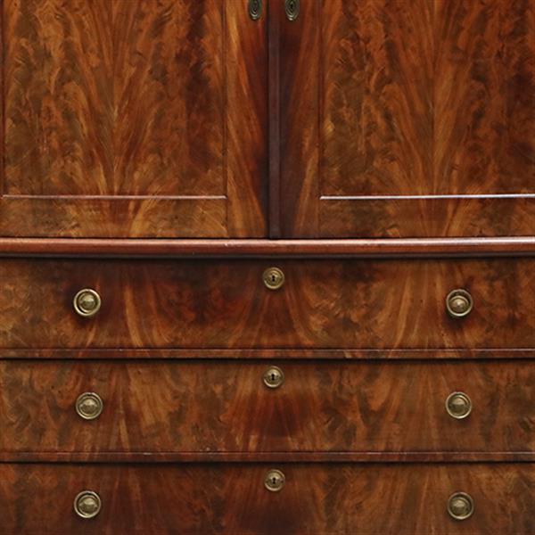 Grote foto strak ingetogen haags kabinet ca 1825 in chic bloemmahonie no.301855 antiek en kunst stoelen en banken