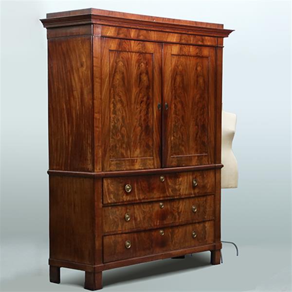 Grote foto strak ingetogen haags kabinet ca 1825 in chic bloemmahonie no.301855 antiek en kunst stoelen en banken