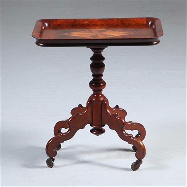 Grote foto willem iii bijzettafeltje ca 1860 met opstaande rand ingelegd met een marqueterie ruit no.300220 antiek en kunst stoelen en banken