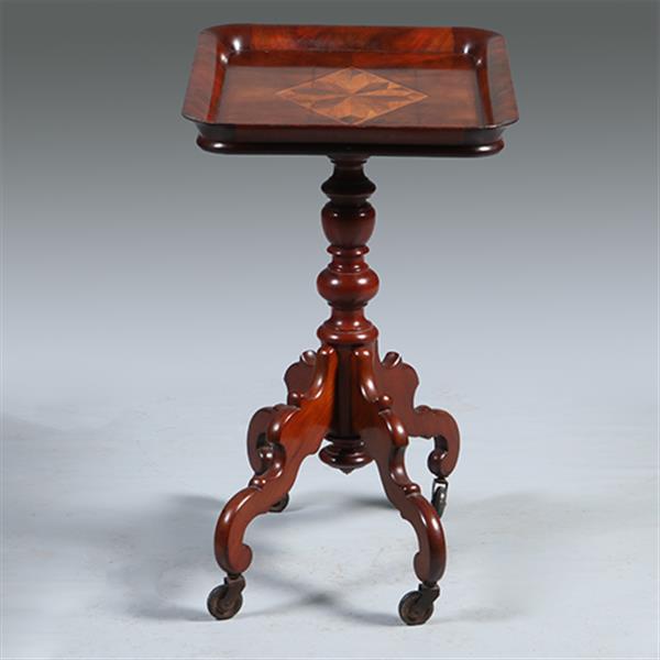 Grote foto willem iii bijzettafeltje ca 1860 met opstaande rand ingelegd met een marqueterie ruit no.300220 antiek en kunst stoelen en banken